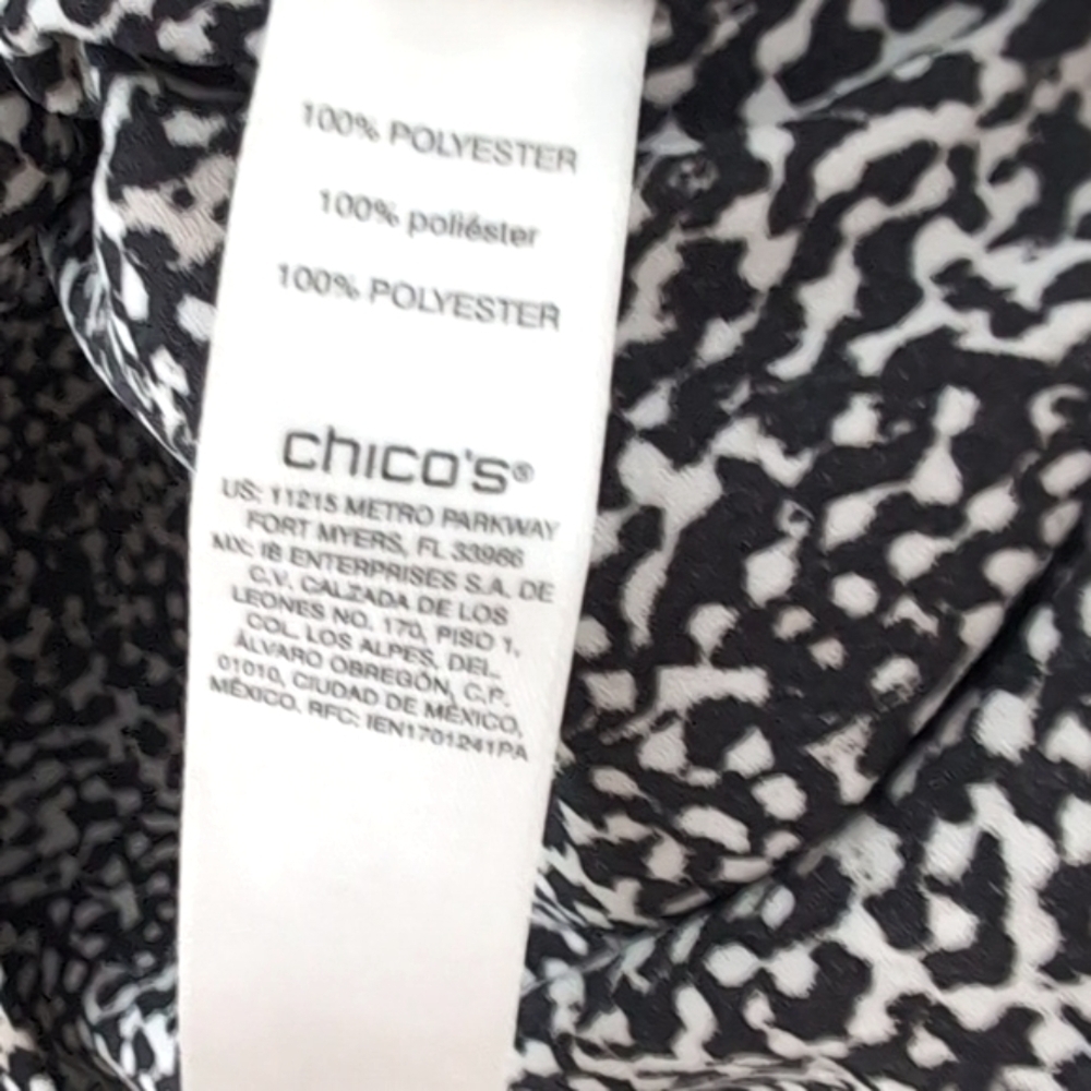 Chico's Size 2 Large 12 Black & White Oversized Button Down Shirt Long Sleeve - Picture 8 of 13